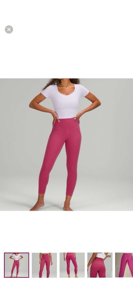 Lululemon Women's Pink Solid Stretch High Rise Ankle Leggings