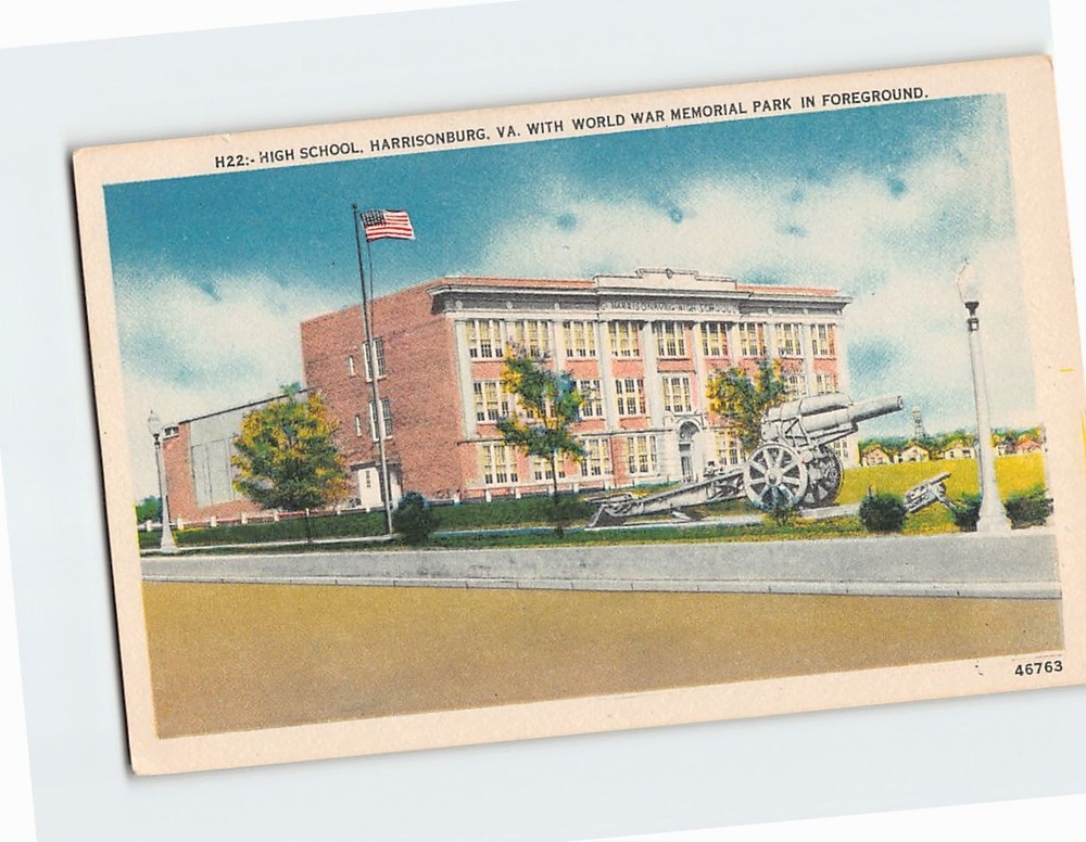 Postcard High School, with World War Memorial Park, Harrisonburg, Virginia