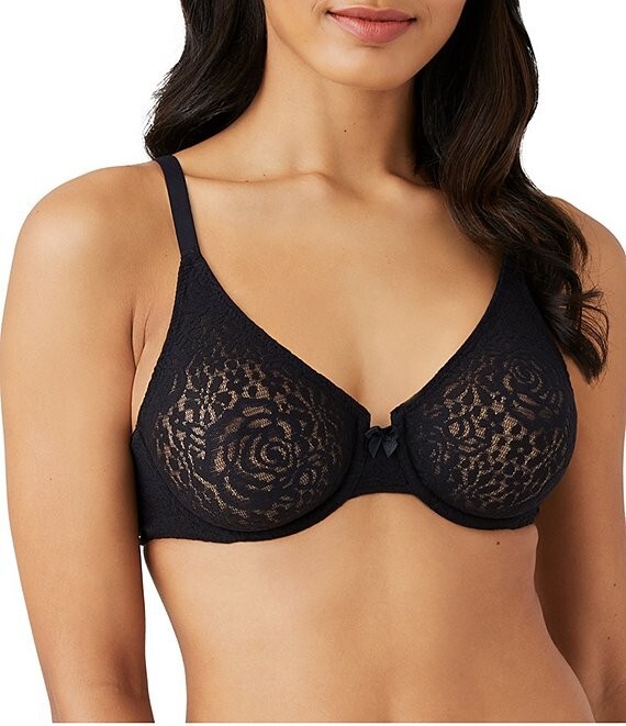 WACOAL 38B Halo Lace Molded Underwire Bra with J-Hook in Black NWT $58