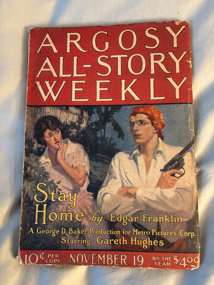 Argosy All-Story Weekly movie cover pulp Nov 19 1921  VG Stay Home Part 1