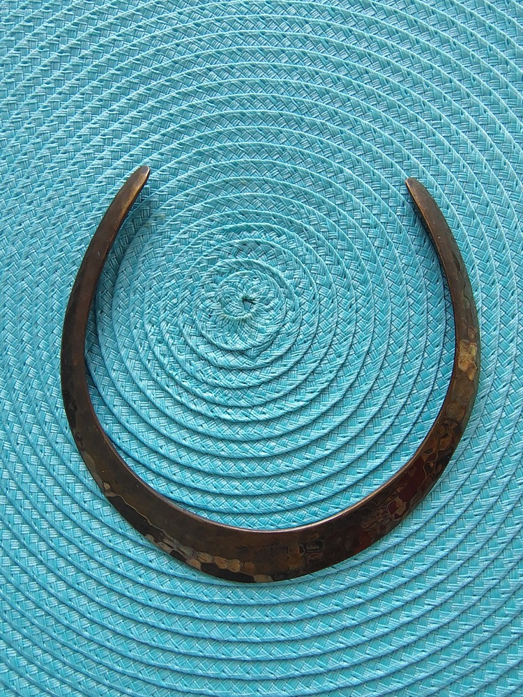 Vintage Brass Collar Necklace Hammered Statement Boho Choker Tribal Style