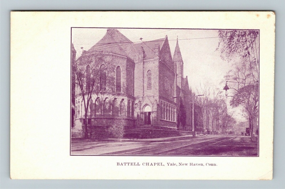 New Haven CT-Connecticut, Yale University Battell Chapel Vintage Postcard
