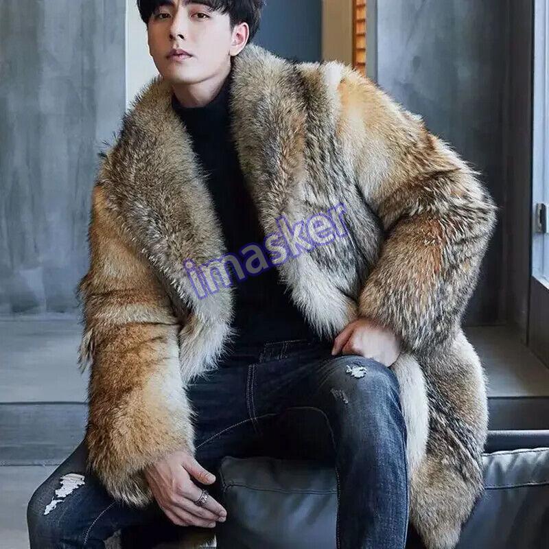 Luxury Mink Fur Coat for Men S-5XL Medium Long Soft Designer Coat