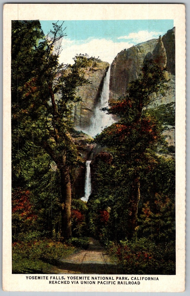 Vtg Postcard Yosemite Falls Waterfall Yosemite National Park, CA 1930s