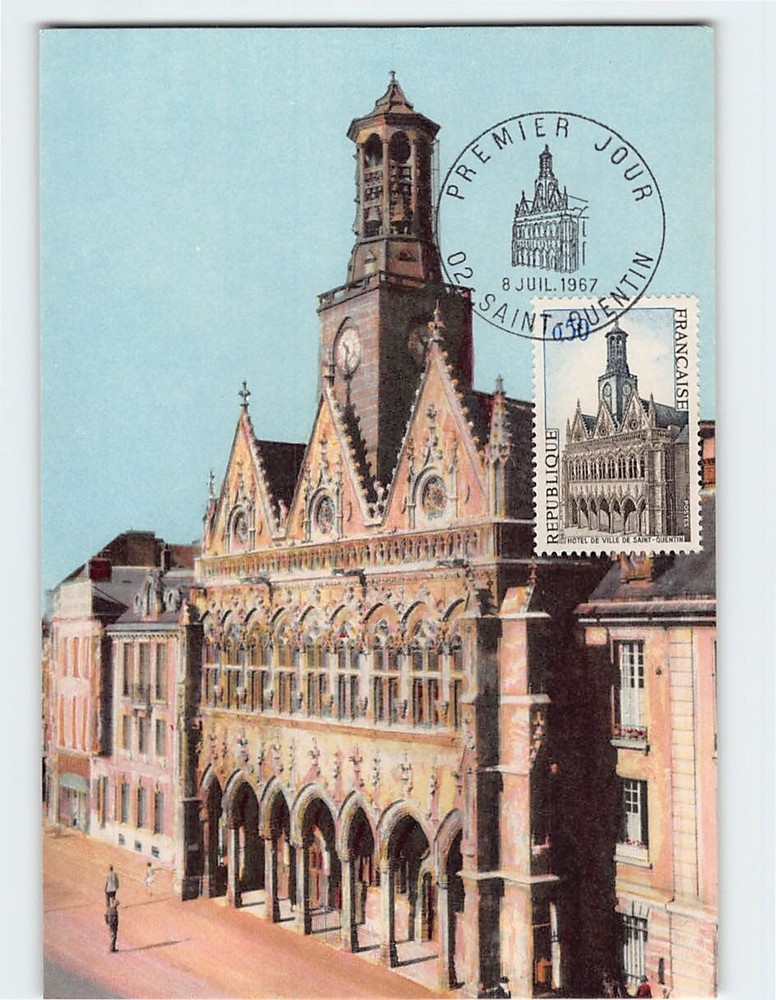 Postcard L Hôtel de Ville Saint Quentin France