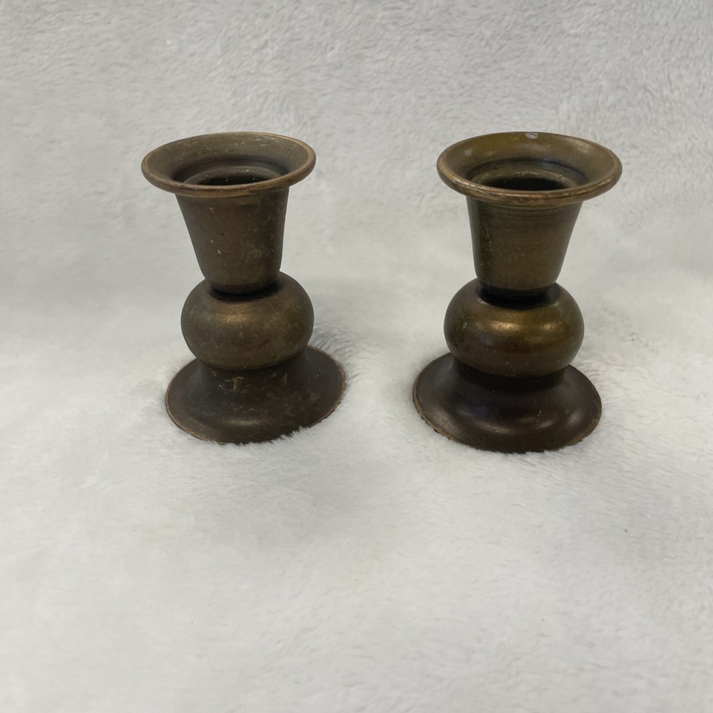 Vintage Brass Candle Holders  3” Tall