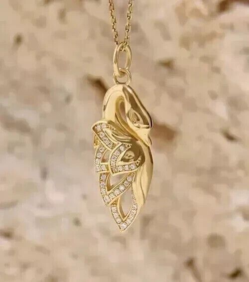 Women's Stunning Charm Pendant Round Simulated Diamond In 14K Yellow Gold Plated