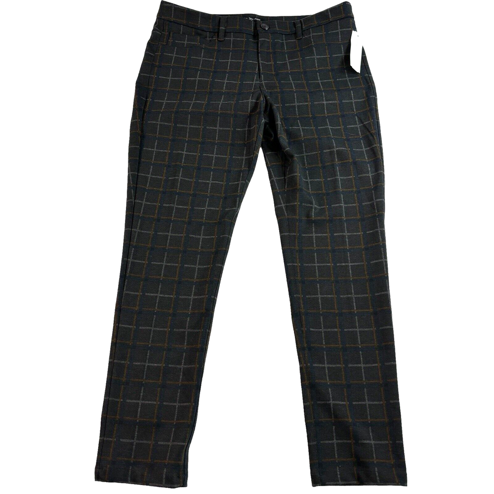NWT 41 Hawthorn Check Pant Gray Mid Rise Skinny Stretch Dress Academia Sz.14