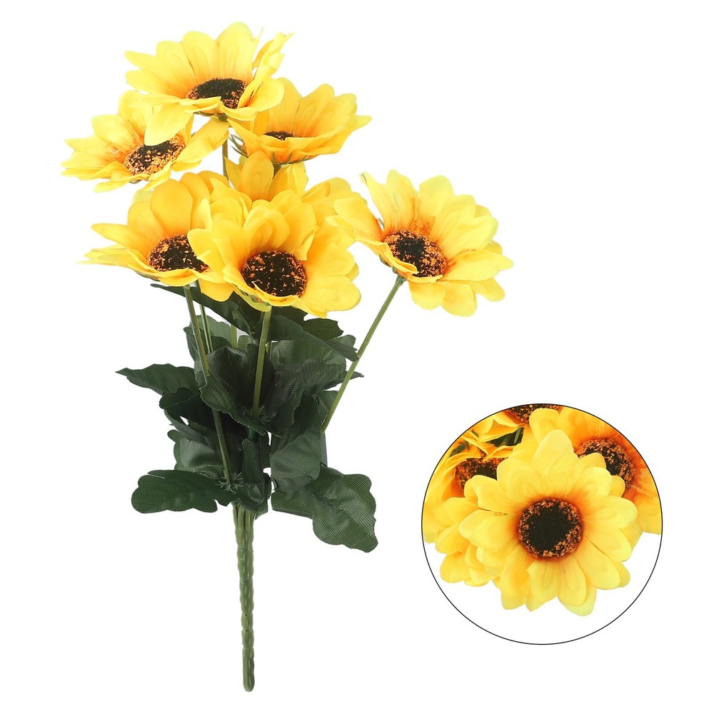 Home Decor 7 Heads Artificial Sunflowers Fake Flower Bouquet for Weddings