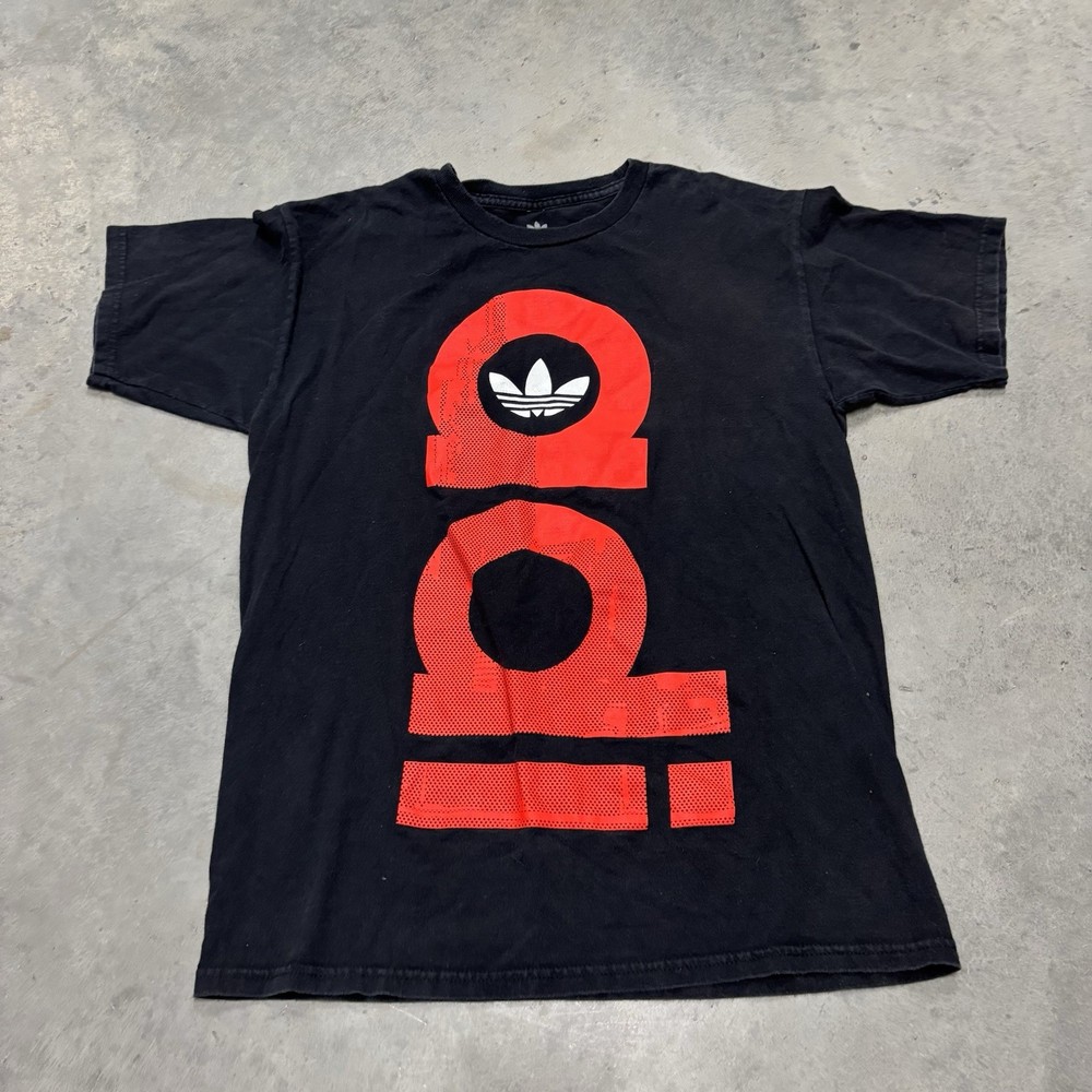 Adidas Black Red Shirt Big Spell Out Men's Size Medium