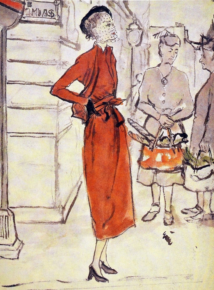 Decoration poster.Interior design Art.Retro fashion.Red dress.Model.6339