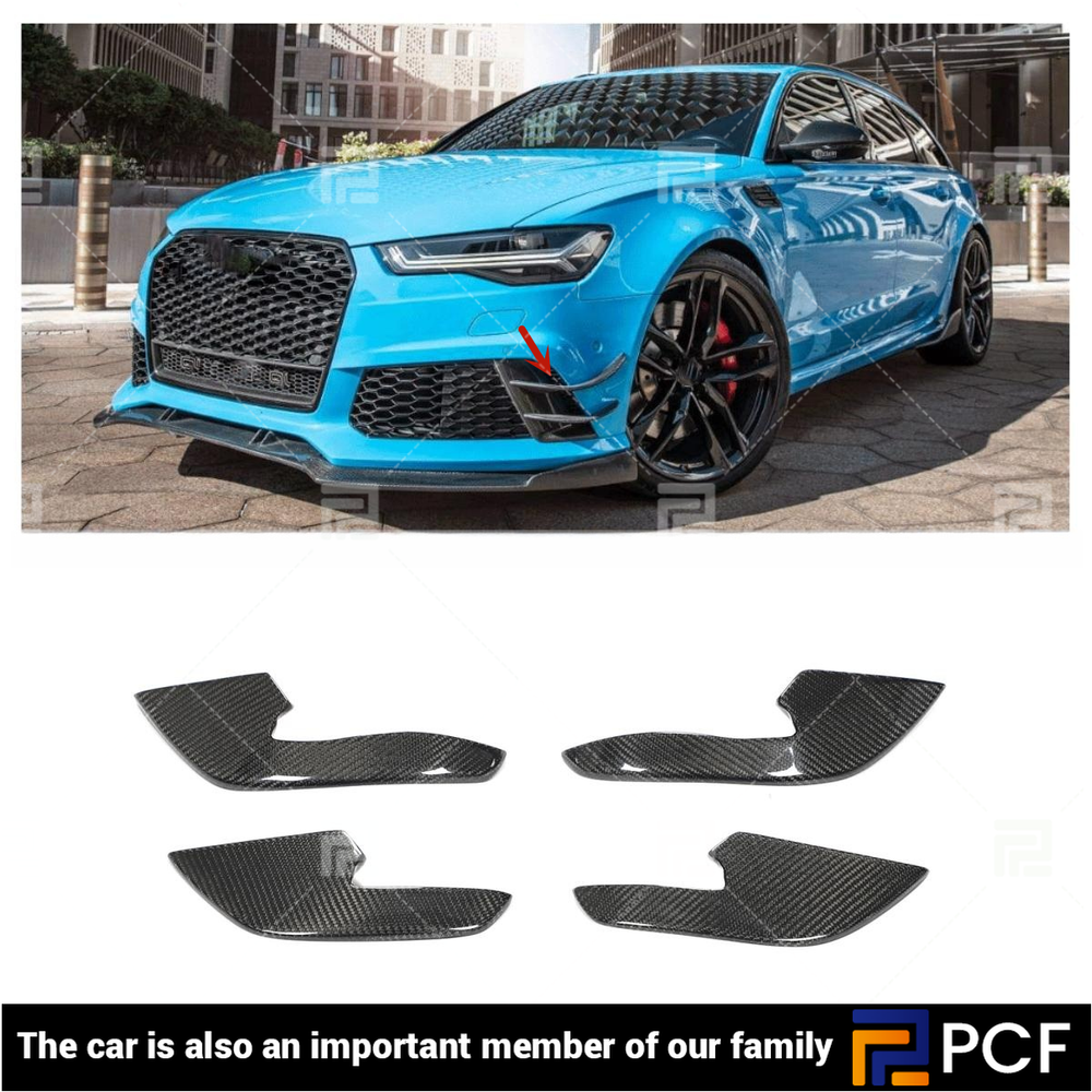Carbon Fiber Front Bumper Splitter Canards Fins Lips For Audi A6 RS6 RS7 2012-17