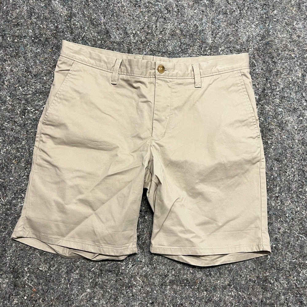 Nordstrom Men's Shop Shorts 34 Tan Chino Flat Front Stretch Khaki Beige Chino