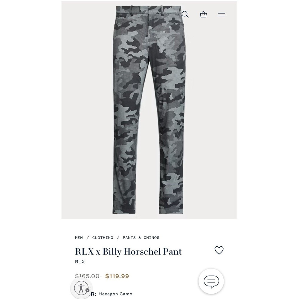 Men's RLX Ralph Lauren Golf Pants 32x32 Billy Horschel Camo Stretch Gray