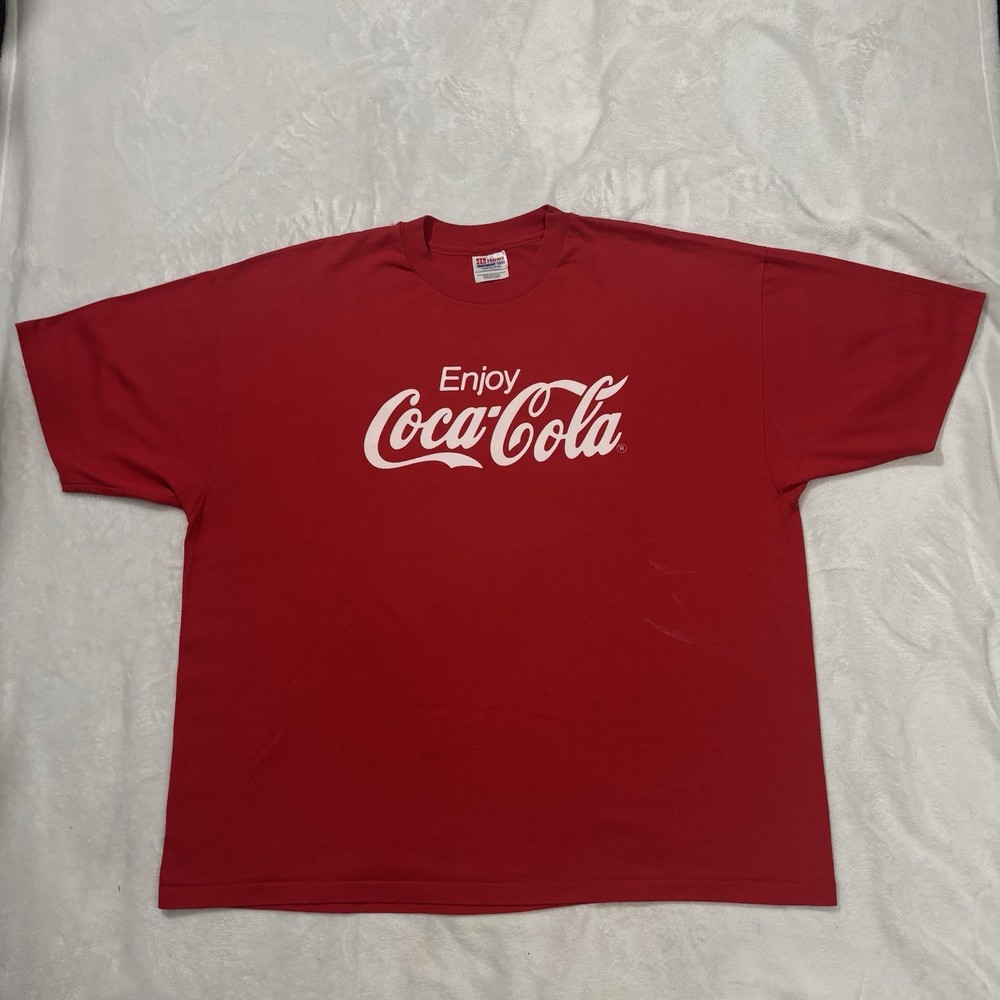 Vintage Enjoy Coca Cola Coke Graphic T Shirt Men's XXL 50-52 90s Single Stitch