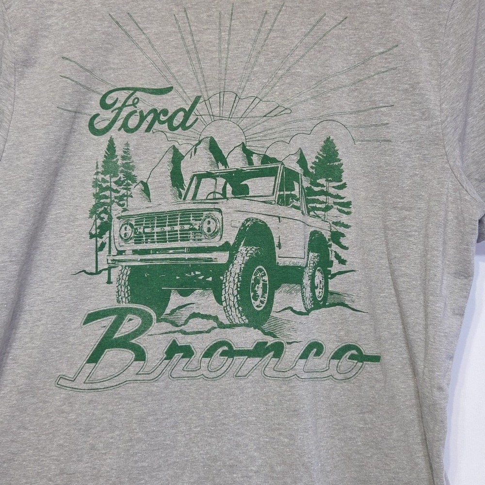 Ford Bronco Graphic T-Shirt Mens Large Gray Green Truck Outdoor Tee