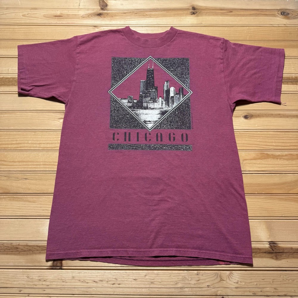 Vintage 1994 Chicago City Illinois Skyline Tourist Souvenir T-Shirt USA - Large