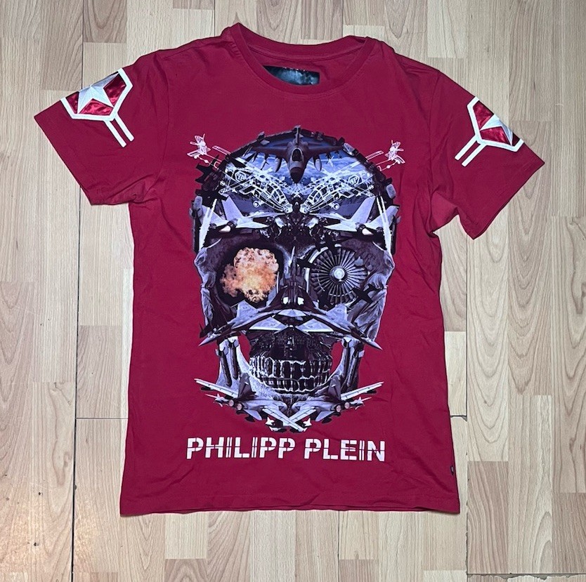 Philipp Plein Shirt Mens Large Red Short Sleeve Logo Design Logo