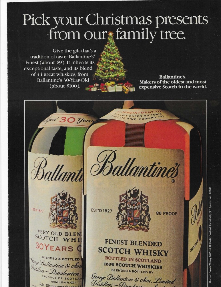 Christmas  Ballantine's Scotch Whisky Original Print Ad