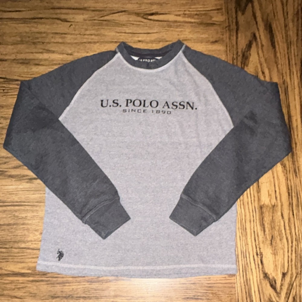 U.S. Polo Assn. Men's Gray Raglan Long Sleeve Cotton Blend Crew Neck T-Shirt M