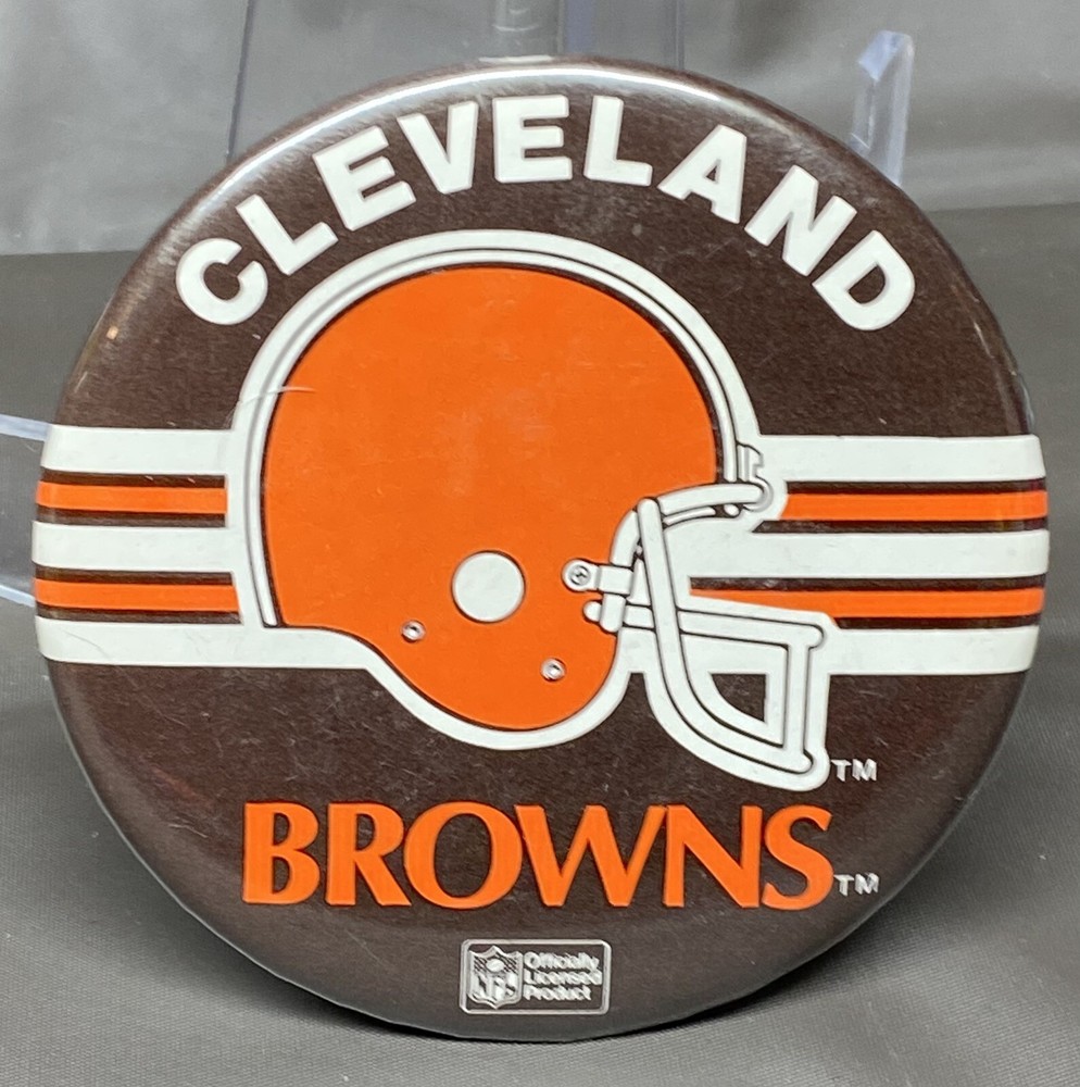 Vintage 1980s Cleveland Browns Football Pin Back Button Large 3.5”