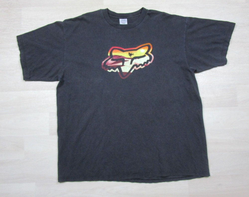 Vintage Y2K Fox Racing T-Shirt Men's (XL) Motocross Biking Punk Orange 2000s