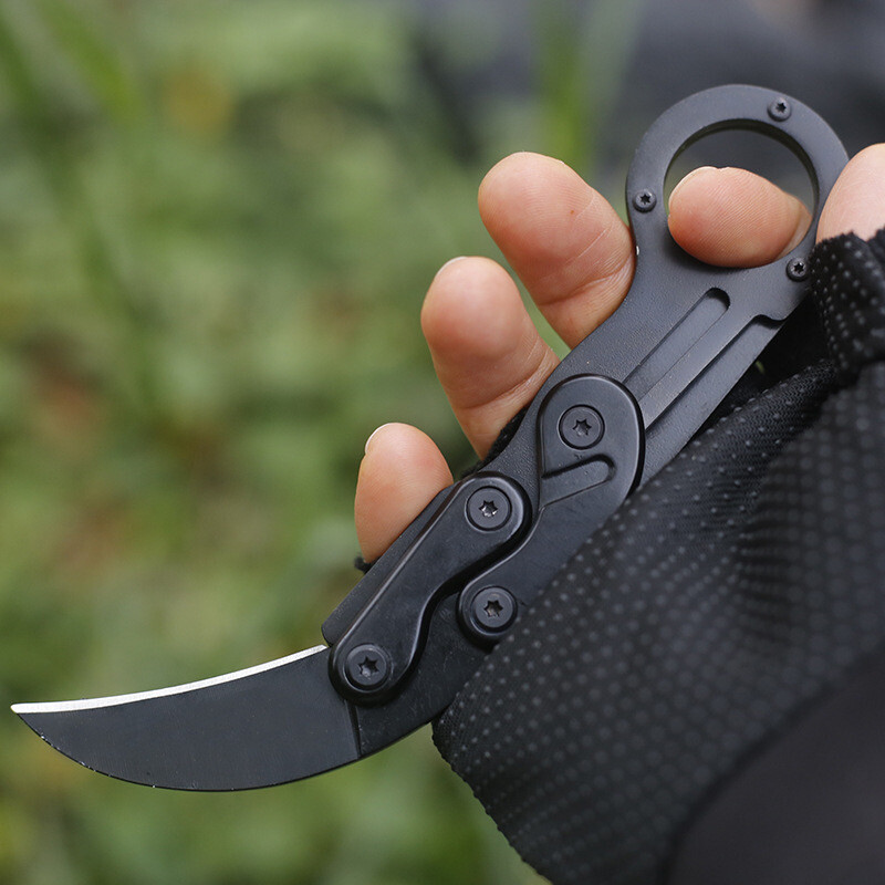 Morphing Karambit Pocket Folding Claw Knife with Kinematic Fixed Blade  