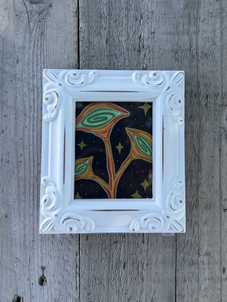 Hypnotizing Flower Plants Painting Original Artwork 4.5 x 4