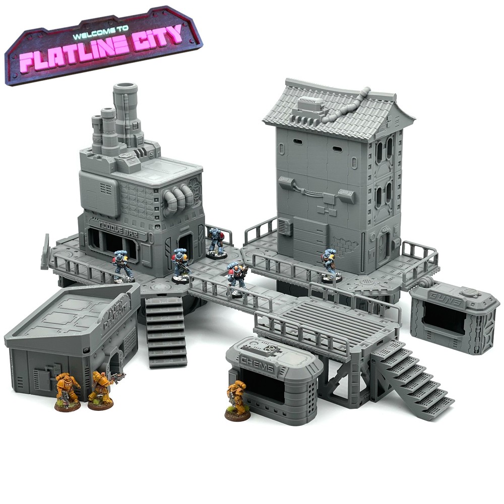 Flatline City Fully Modular Mega Pack Steampunk SciFi 28mm Wargaming Terrain