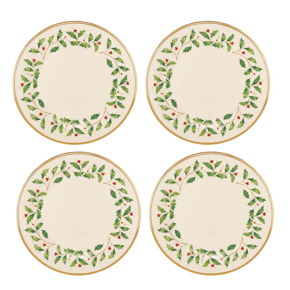 Lenox 897080 Holiday Dinnerware Dinner Plates, Set of 4, Red & Green, Christm...