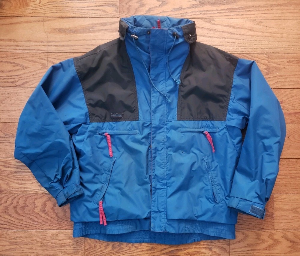 Vintage 90s Columbia Vamoose Ski Jacket Mens Medium Blue Teal Radial Sleeve Read