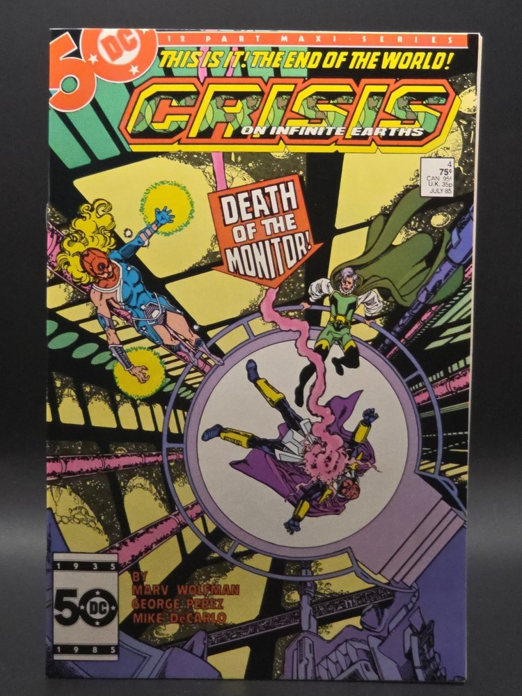 Crisis on Infinite Earths #7 DC Comics Death of Monitor Perez 1985