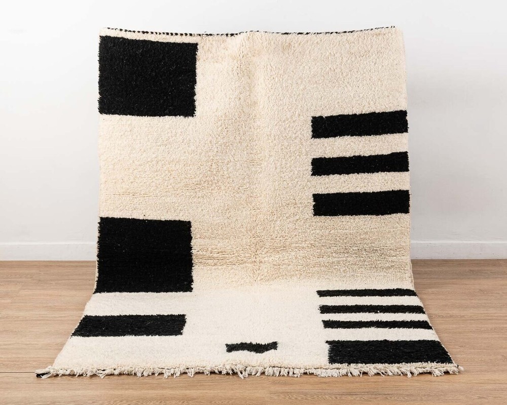 Moroccan rug - Beni Ourain rug - berber rug - Black and White moroccan rug