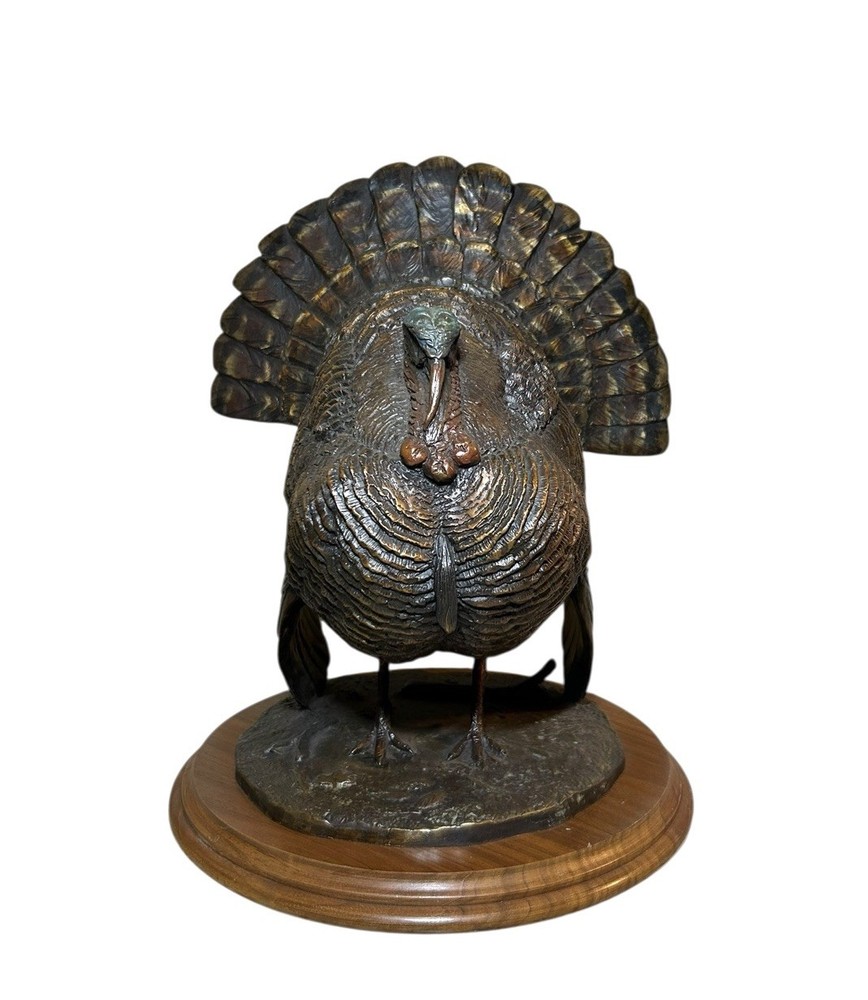 Vintage 1985 David H Turner Turkey Bronze Sculpture 12x10 Limited Edition 38 of 50