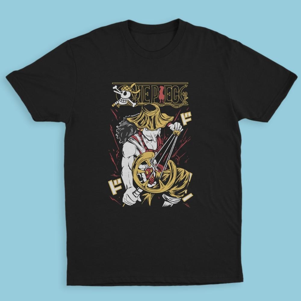 One Piece Usopp Anime T-Shirt Graphic Tee Unisex Black Cotton S-5XL