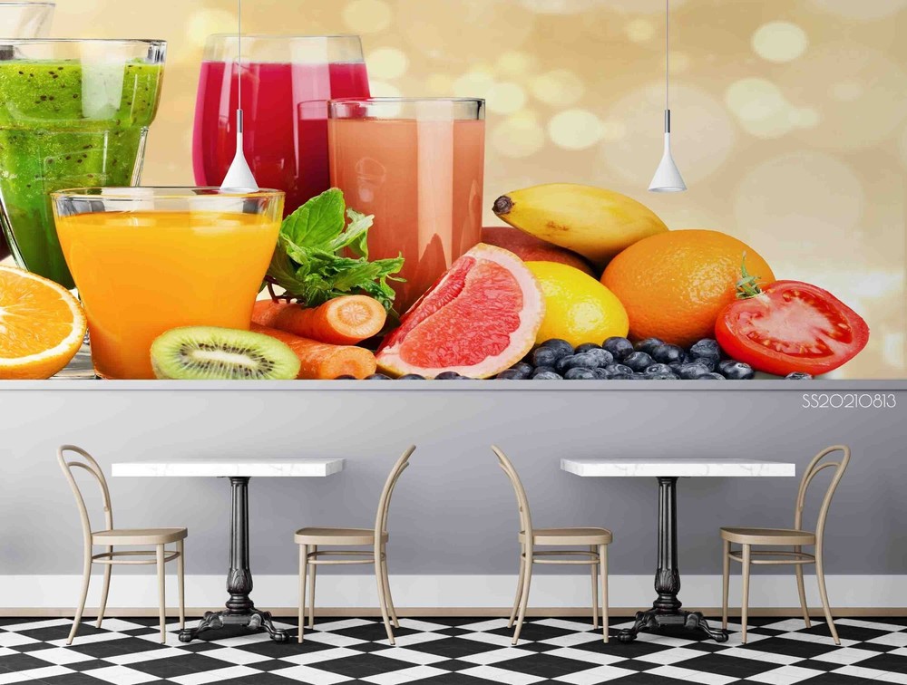 3D Juice Fresh Fruit Wall Murals Wallpaper Murals Wall Sticker
