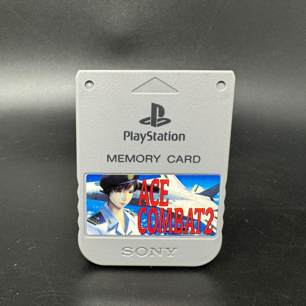 Official Sony PlayStation PS1 Import Memory Card w/ Ace Combat 2 Sticker *TESTED-image