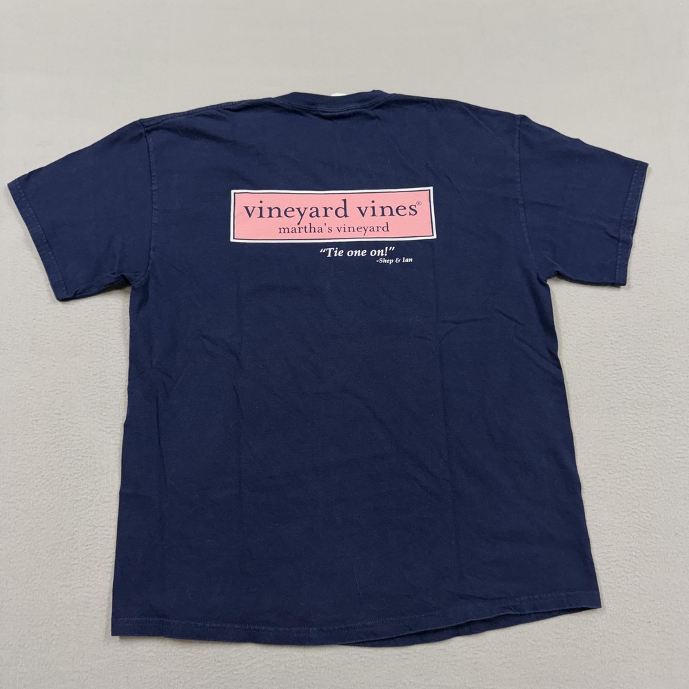 Vineyard Vines Shirt Mens XL Blue Marthas Vineyard Tie One On Graphic Tee