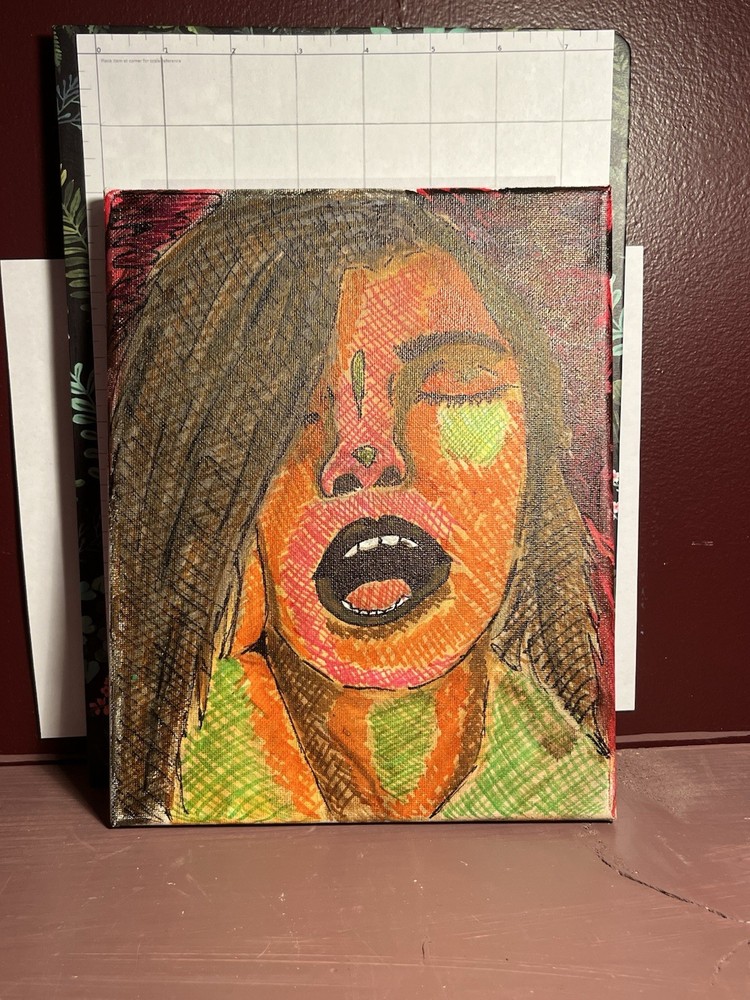 Original Expressionist Portrait Painting Emotional Abstract Face OOAK Art