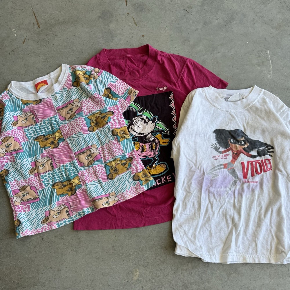 Vintage Girls Disney Movie Promo Shirts Lot of 3 lion king incredible and Mickey
