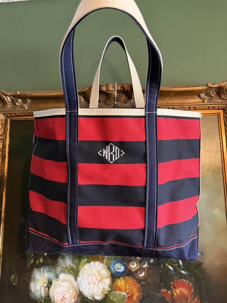 Vintage LL Bean Boat Tote Navy And Red