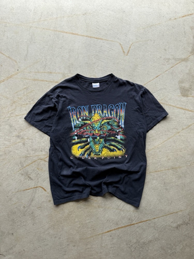 Vintage 90's Cedar Point Iron Dragon T Shirt Mens Size XL Made In The USA