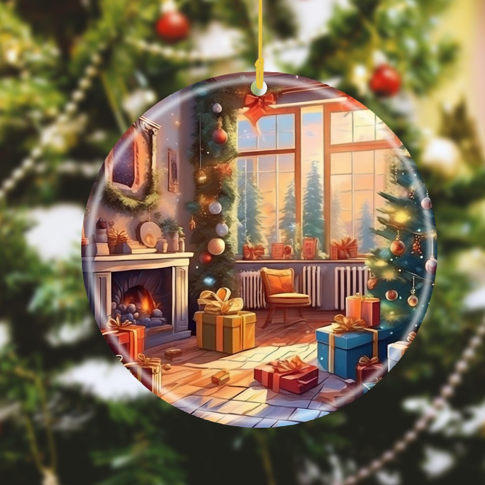 Custom Text Name Personalized image Ceramic Holiday Ornament Christmas accent-image