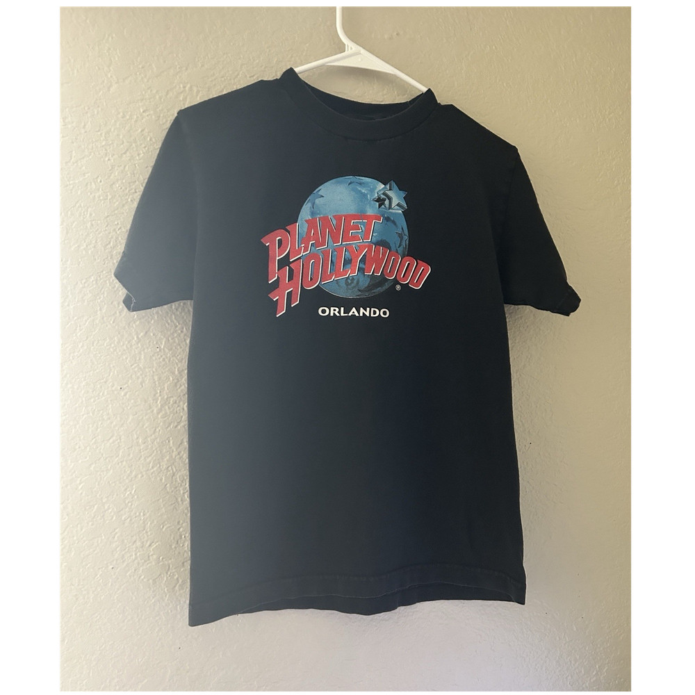 Planet Hollywood Orlando Graphic Logo T-Shirt Black Short Sleeve Crew Neck S