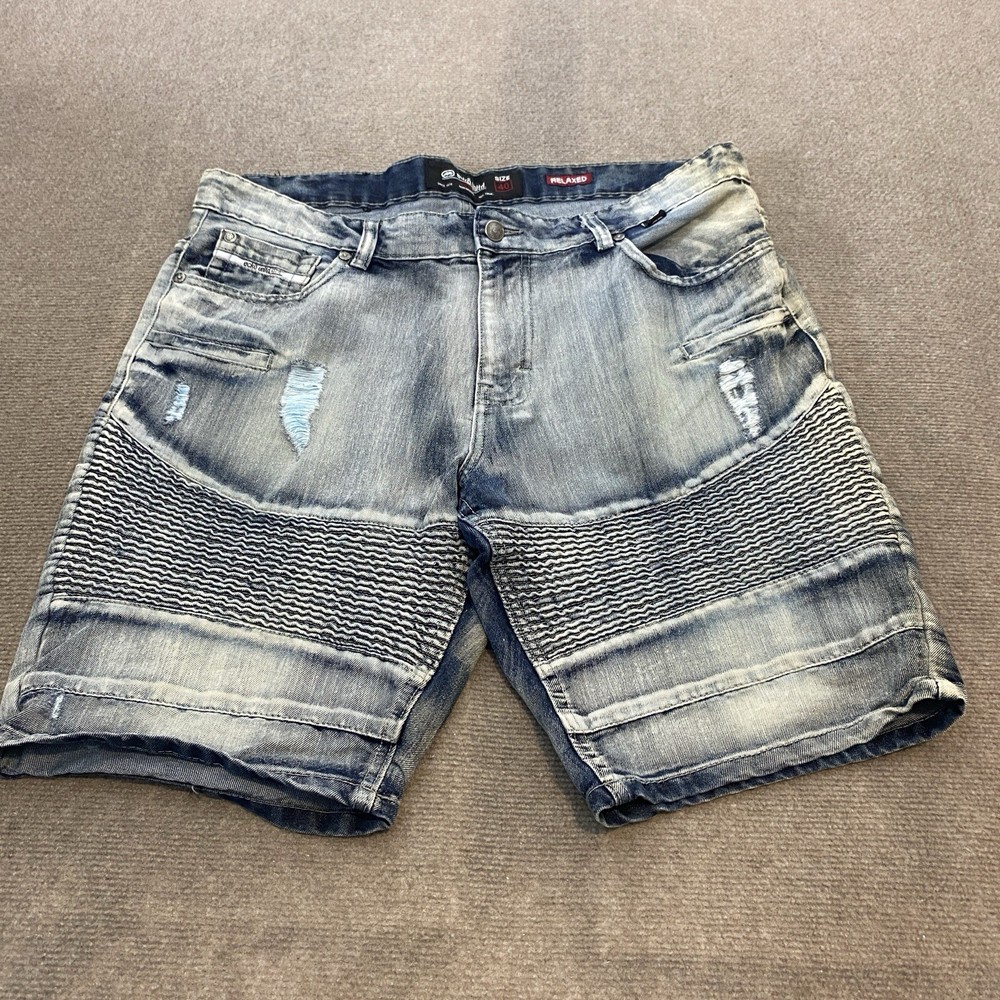 Ecko Untd Jean Shorts 40 Fits 39W Blue Denim Relaxed Baggy Y2K hip hop Street