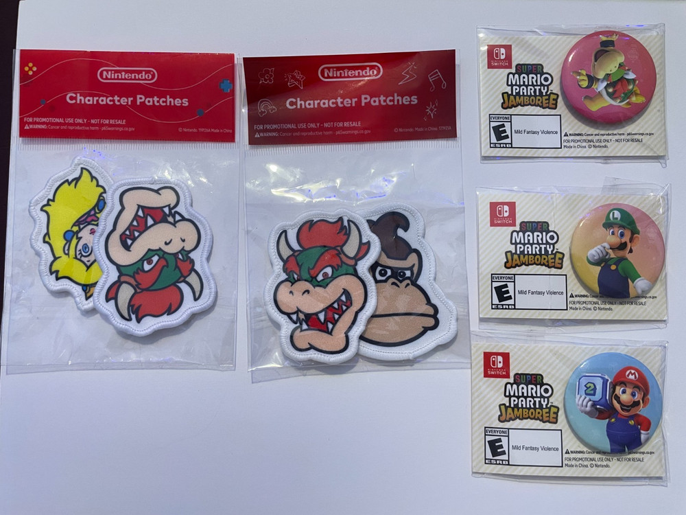 Official My Nintendo Rewards Nintendo Collector Lot: Pins and Character patches