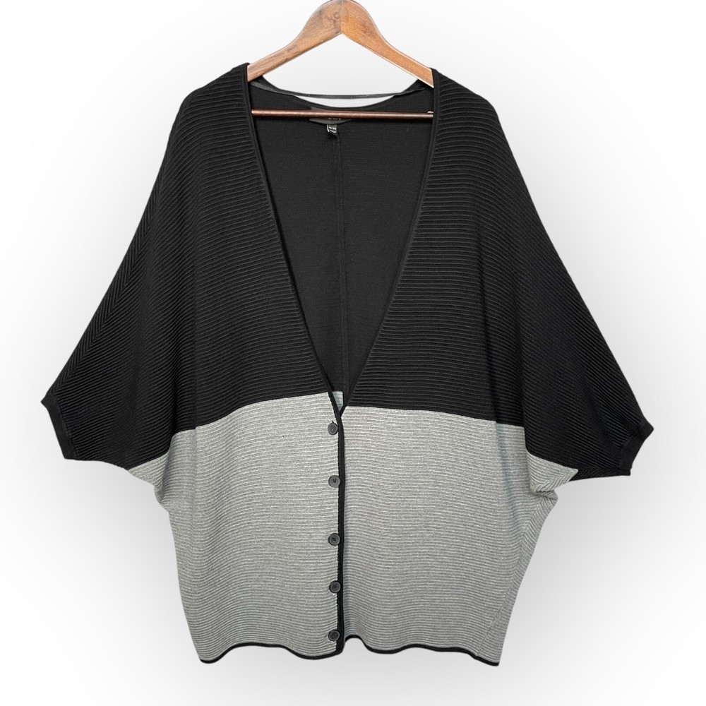 Lane Bryant Womens Black Gray Dolman Sleeve Button Front Cardigan Size 18/20