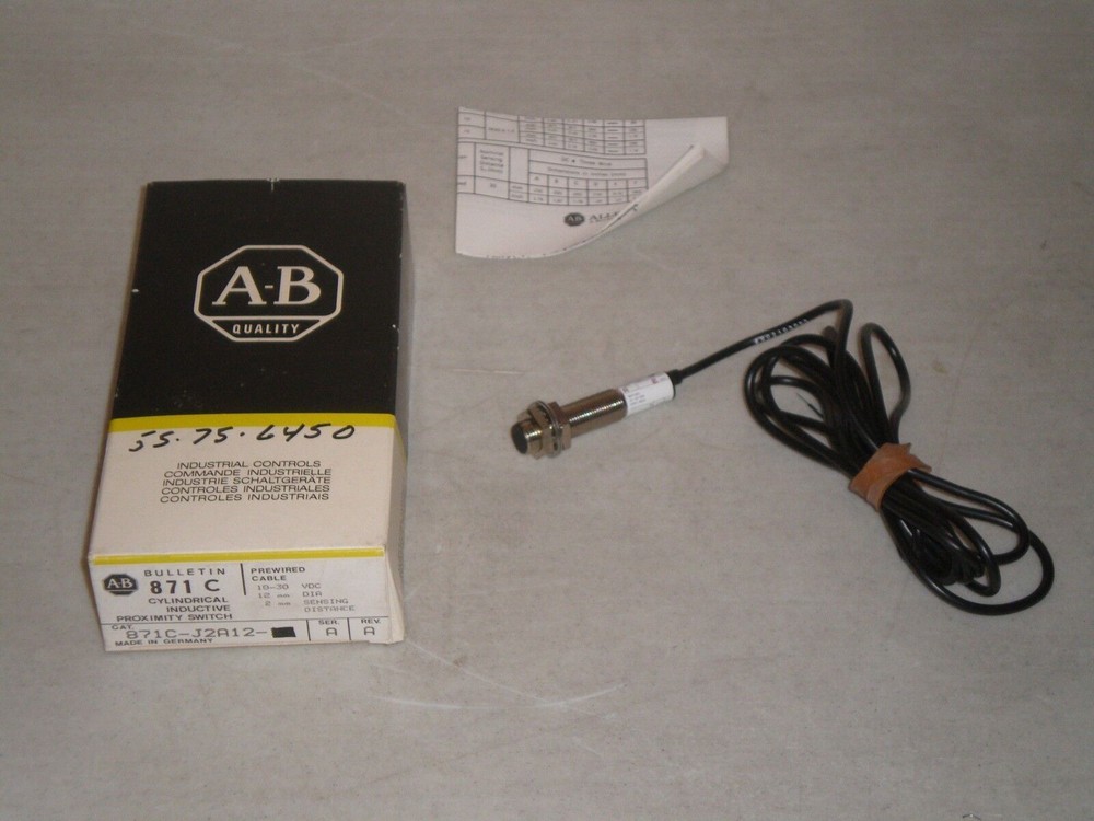 New Allen Bradley 871C-J2A12 Inductive Proximity Switch 10-30 VDC, NPN Free Ship