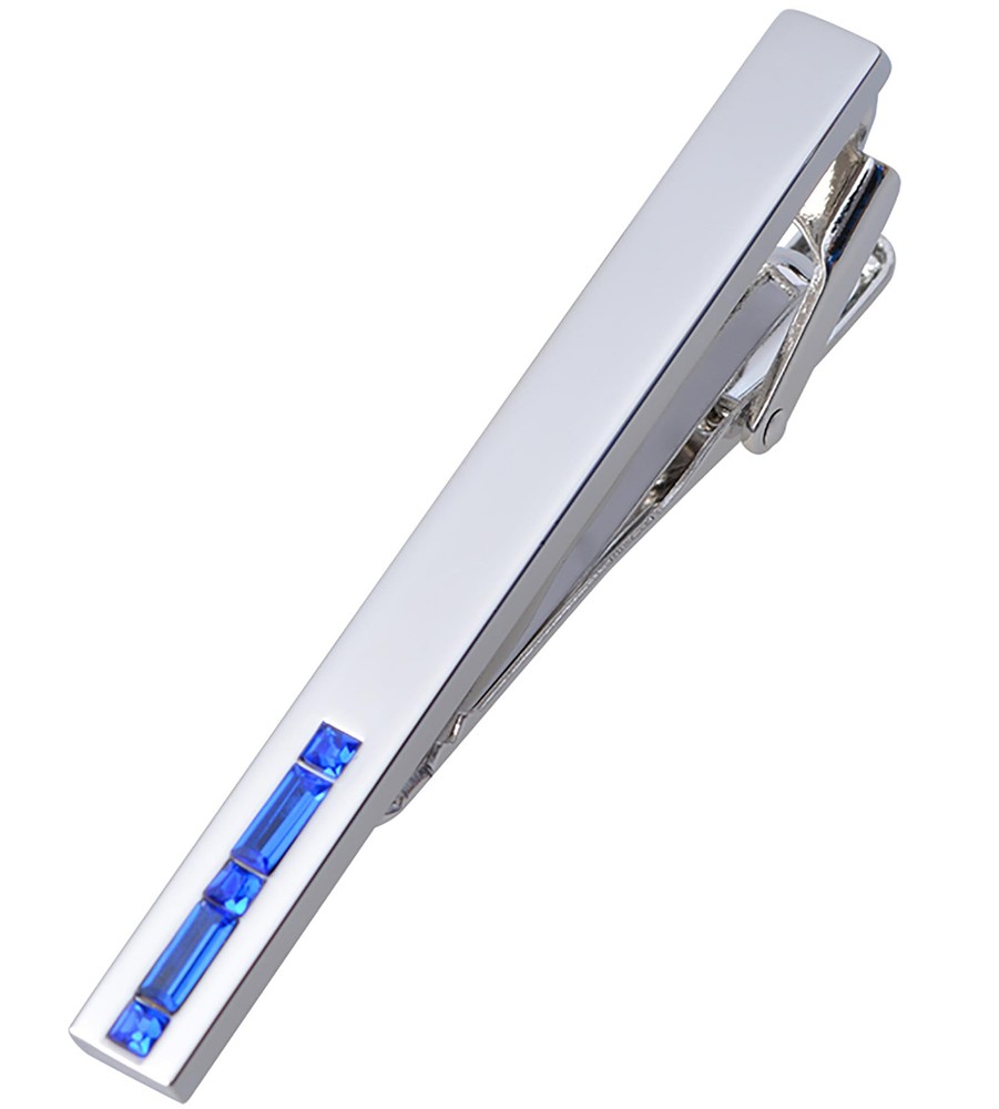 Men's Crystal Tie Clip Silver Tone Tie Bar for Gentleman Regular Necktie Tie ...