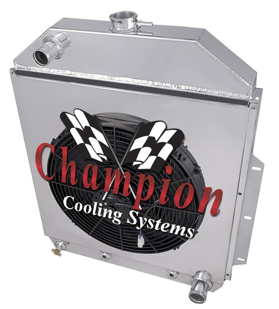 Ace Champion 2 Row Radiator with 16 Fan and Shroud for 1942-1952 Ford Truck Chevy Config